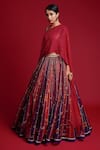 Cedar & Pine_Multi Color Organza Printed Striped Blouse Lehenga Set With Cape  _Online_at_Aza_Fashions