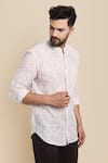 Missprint_White Cotton Hand Block Print Floral Shirt For Men_Online_at_Aza_Fashions