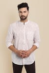 Shop_Missprint_White Cotton Hand Block Print Floral Shirt For Men_Online_at_Aza_Fashions
