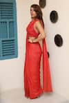 Shop_Soniya G_Red Organza Embroidery Sequin And Thread Round Saree With Blouse _Online_at_Aza_Fashions