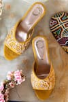 Buy_Shiveen Shiveen_Yellow Embroidered Grath Block Heels _at_Aza_Fashions