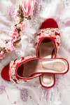 Buy Shiveen Shiveen Red Embroidery Velvet Block Heels at Aza Fashions Buy_Shiveen Shiveen_Red Embroidery Velvet Block Heels _at_Aza_Fashions