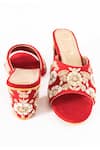 Buy Shiveen Shiveen Red Embroidery Velvet Block Heels Online at Aza Fashions Buy_Shiveen Shiveen_Red Embroidery Velvet Block Heels _Online_at_Aza_Fashions