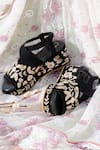 Buy_Shiveen Shiveen_Black Embroidery Floral Zari Wedges _at_Aza_Fashions