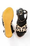 Shop_Shiveen Shiveen_Black Embroidery Floral Zari Wedges _at_Aza_Fashions