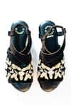 Shiveen Shiveen_Black Embroidery Floral Zari Wedges _Online_at_Aza_Fashions