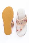 Shop_Shiveen Shiveen_Peach Embroidery Wageesha Wedges _at_Aza_Fashions