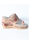 Shop_Shiveen Shiveen_Peach Embroidery Wageesha Wedges _Online_at_Aza_Fashions