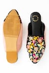 Shop_Shiveen Shiveen_Black Embroidered Floral Velvet Mules _at_Aza_Fashions