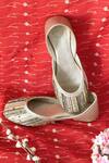 Buy_Rajasthani Stuff_Gold Rexine Baruna Embroidered Juttis_at_Aza_Fashions