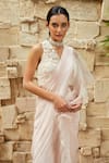 Buy_J by Jannat_Pink Crepe Hand Ruffle Pre-draped Sharara Saree With Blouse  _Online_at_Aza_Fashions