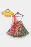 Fayon Kids Blue Silk, Organza, Georgette, Brocade Sequins, Bandhani Print Lehenga Set Online at Aza Fashions Fayon Kids_Blue Silk, Organza, Georgette, Brocade Sequins, Bandhani Print Lehenga Set _Online_at_Aza_Fashions