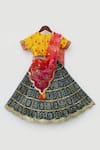Shop Fayon Kids Blue Silk, Organza, Georgette, Brocade Sequins, Bandhani Print Lehenga Set Online at Aza Fashions Shop_Fayon Kids_Blue Silk, Organza, Georgette, Brocade Sequins, Bandhani Print Lehenga Set _Online_at_Aza_Fashions
