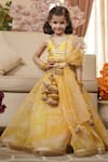 Buy_FAYON KIDS_Yellow Organza Printed Tie And Dye Motifs Lehenga Set _at_Aza_Fashions