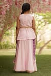 Shop_Fayon Kids_Pink Crepe Tassels, Embroidery Asymmetric Kurta And Sharara Set _at_Aza_Fashions