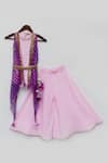 Fayon Kids_Pink Crepe Tassels, Embroidery Asymmetric Kurta And Sharara Set _Online_at_Aza_Fashions