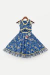 Buy_FAYON KIDS_Blue Cotton Printed Floral Motifs Lehenga And Choli Set_Online_at_Aza_Fashions