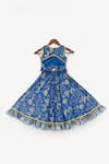 Shop_FAYON KIDS_Blue Cotton Printed Floral Motifs Lehenga And Choli Set_Online_at_Aza_Fashions