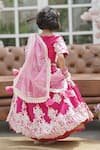Shop_Fayon Kids_Pink Silk, Organza Embroidery Floral Lehenga Set _at_Aza_Fashions