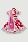 Buy_Fayon Kids_Pink Silk, Organza Embroidery Floral Lehenga Set _Online_at_Aza_Fashions
