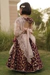 Shop_Fayon Kids_Purple Velvet, Organza Embroidery, Sequins Lehenga Set _at_Aza_Fashions