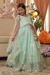 Buy_Fayon Kids_Blue Net Sequins Embroidered Lehenga Set _at_Aza_Fashions
