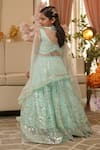 Shop_Fayon Kids_Blue Net Sequins Embroidered Lehenga Set _at_Aza_Fashions