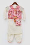 Buy_Fayon Kids_White Cotton Embroidery Kurta Set _at_Aza_Fashions