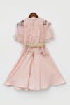 Shop_Fayon Kids_Peach Crepe, Organza Embroidery Jumpsuit With Cape _at_Aza_Fashions