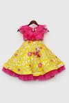 Buy_FAYON KIDS_Yellow Organza Embroidered Floral Motifs Lehenga And Frill Top _at_Aza_Fashions