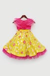 Shop_FAYON KIDS_Yellow Organza Embroidered Floral Motifs Lehenga And Frill Top _at_Aza_Fashions