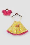 FAYON KIDS_Yellow Organza Embroidered Floral Motifs Lehenga And Frill Top _Online_at_Aza_Fashions