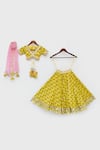 Buy_FAYON KIDS_Yellow Cotton Printed Floral Motifs Lehenga Set_Online_at_Aza_Fashions