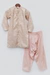 FAYON KIDS_Peach Silk Embroidered Achkan Set _Online_at_Aza_Fashions