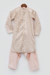 Buy_FAYON KIDS_Peach Silk Embroidered Achkan Set _Online_at_Aza_Fashions