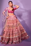 Buy_Maayera Jaipur_Pink Spun And Organza Print & Noorbagh Lehenga Set _at_Aza_Fashions