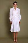 Buy_Daisydays.CO._White Top Aqhawan Cotton Shirt And Pleated Skirt Set_at_Aza_Fashions