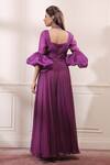 Shop_Isha Gupta Tayal_Purple Organza, Georgette Cutdana, Dabka, Flared Jumpsuit With Draped Choker _at_Aza_Fashions