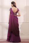 Shop_Isha Gupta Tayal_Purple Georgette Embroidered Cutdana V Neck Draped Lehenga Saree With Blouse _at_Aza_Fashions