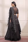 Shop_Isha Gupta Tayal_Black Silk Embroidered Cutdana High Neck Layered Lehenga Set With Ruffle Dupatta _at_Aza_Fashions