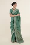 Buy_Rashi Jain_Green Chanderi Embroidered Floral Motifs Saree _at_Aza_Fashions