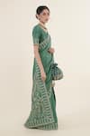 Shop_Rashi Jain_Green Chanderi Embroidered Floral Motifs Saree _at_Aza_Fashions