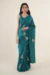 Buy_Rashi Jain_Green Chanderi Embroidered Floral Motifs Saree _at_Aza_Fashions