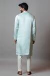 Shop_PAARSH_Blue Linen Satin, Malai Cotton Floral Ripple Kurta Set _at_Aza_Fashions