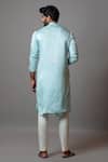 Shop_Paarsh_Blue Linen Satin Embroidered Yosemite Valley Kurta Set _at_Aza_Fashions