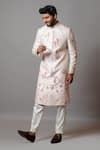 Buy_Paarsh_Pink Raw Silk Embroidered French Knots Vann Sherwani Set _at_Aza_Fashions