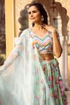 Shop_Rivaaj Clothing_Blue Cotton Silk Floral Print Lehenga Set_Online_at_Aza_Fashions