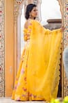 Shop_Rivaaj Clothing_Yellow Satin Floral Print Lehenga Set_at_Aza_Fashions