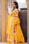 Rivaaj Clothing_Yellow Satin Floral Print Lehenga Set_Online_at_Aza_Fashions