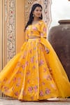 Buy_Rivaaj Clothing_Yellow Satin Floral Print Lehenga Set_Online_at_Aza_Fashions